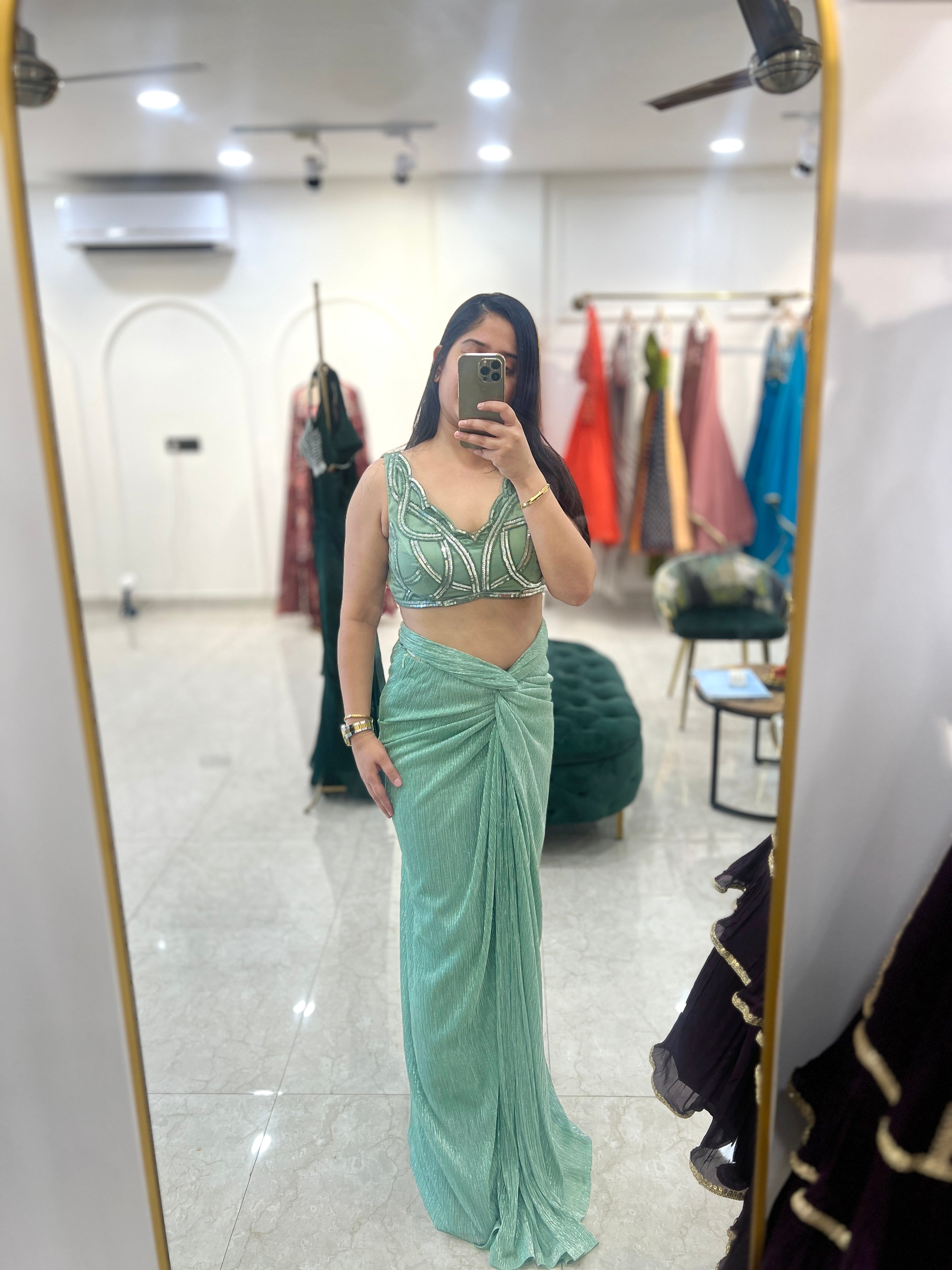 Pastel Green Indo Western